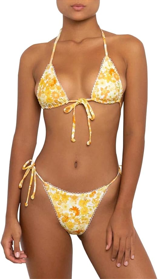 Women's Triangle Bikini Set – Tie String Thong Two Piece Swimsuit