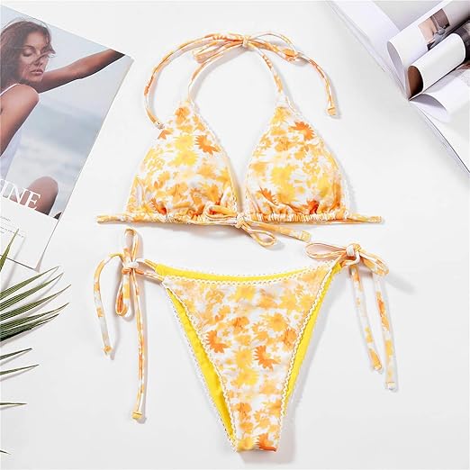 Women's Triangle Bikini Set – Tie String Thong Two Piece Swimsuit