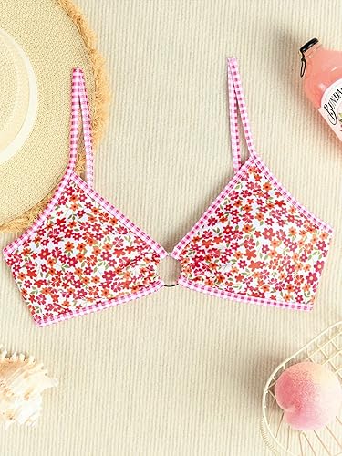 Fanuerg Women's Triangle Bikini – Floral O-Ring Cheeky Two Piece Swimsuit
