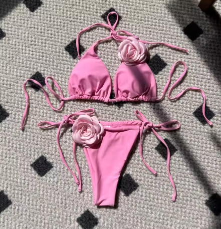 Strapless Brazilian Thong Bikini Set Solid Color Two Piece Swimsuit