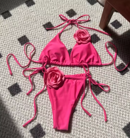 Strapless Brazilian Thong Bikini Set Solid Color Two Piece Swimsuit