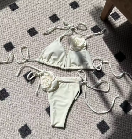 Strapless Brazilian Thong Bikini Set Solid Color Two Piece Swimsuit